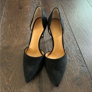 JCrew Lana D’Orsay Black suede heels, size 9